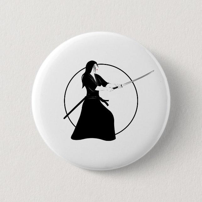 Female Samurai Warrior med Sword Knapp (Framsida)