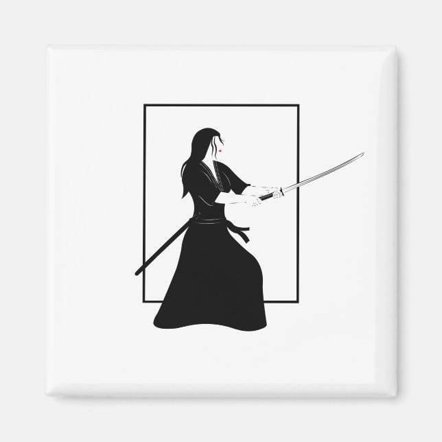 Female Samurai Warrior med Sword Magnet (Framsidan)