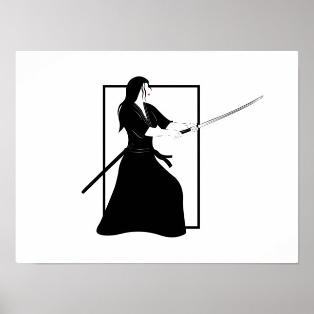 Female Samurai Warrior med Sword Poster (Framsidan)