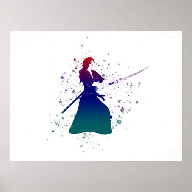 Female Samurai Warrior med Sword Poster (Framsidan)
