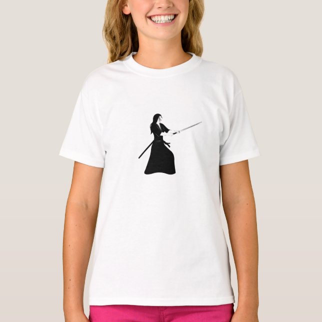 Female Samurai Warrior med Sword T Shirt (Framsida)