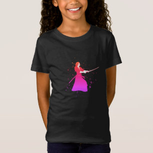 Female Samurai Warrior med Sword T Shirt