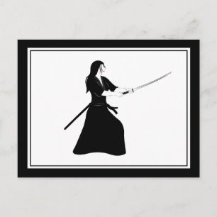 Female Samurai Warrior med Sword Vykort