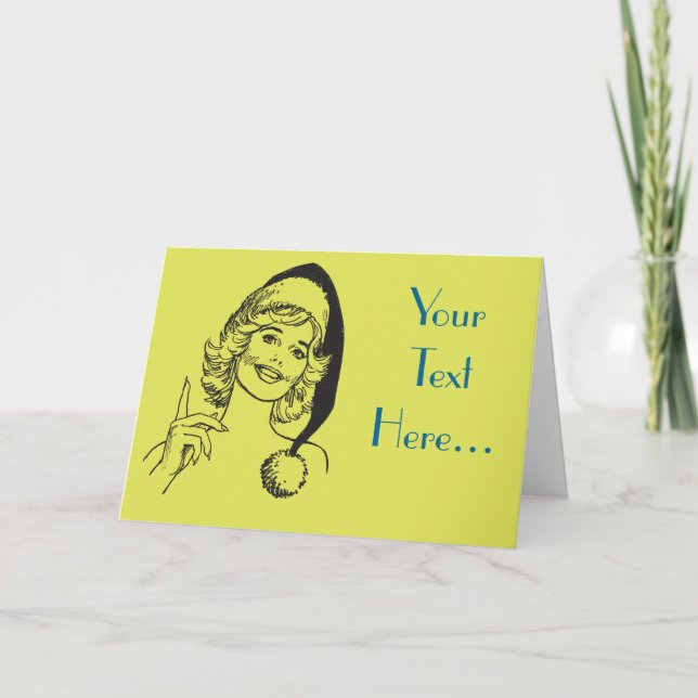 Female Santa's Helper Söt Dam-mall Helgkort (Framsida)