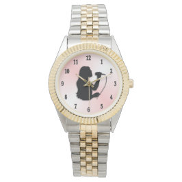 Female Singer med svart Rosa Armbandsur