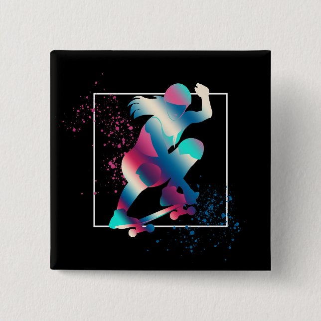 Female Skateboarder Knapp (Framsida)