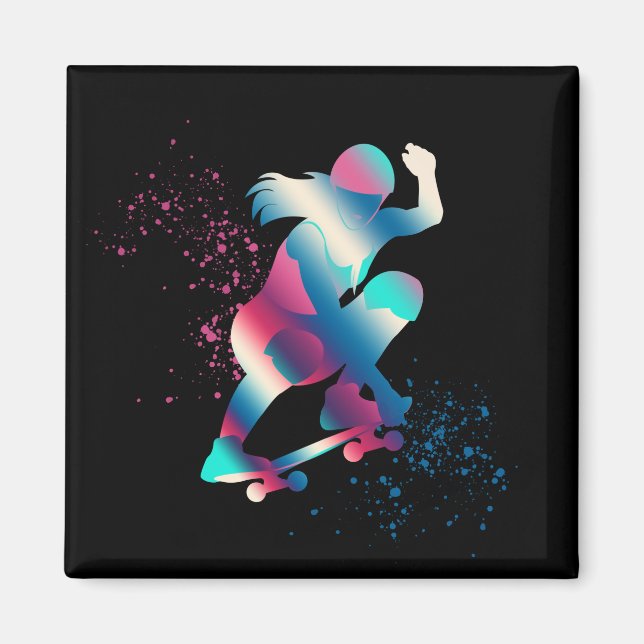 Female Skateboarder Magnet (Framsidan)