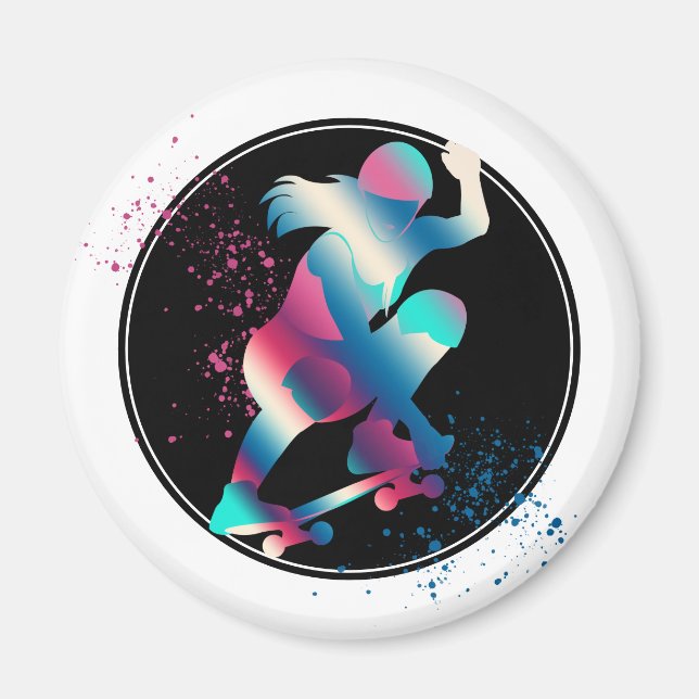 Female Skateboarder Magnet (Framsidan)