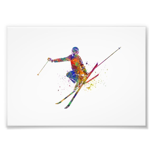 Female skier in watercolor fototryck (Framsidan)