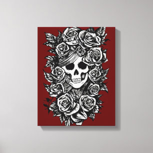 Female Skull Ro Day of the dead Art Canvastryck