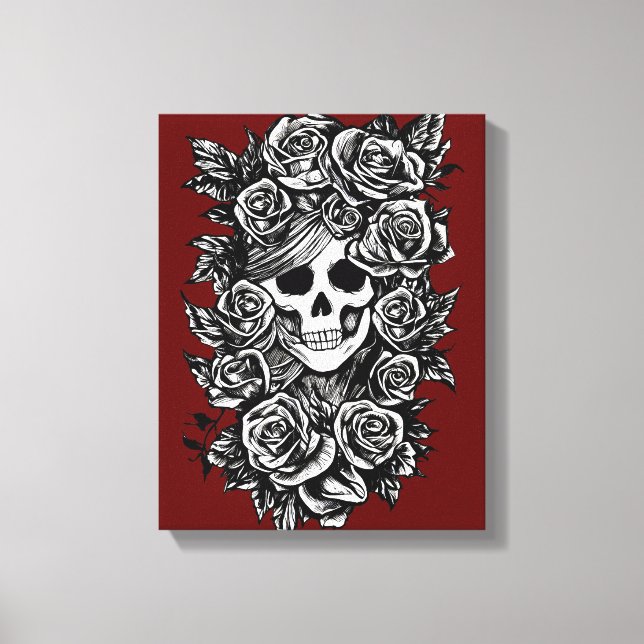 Female Skull Ro Day of the dead Art Canvastryck (Framsida)