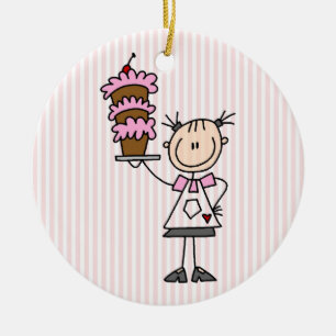 Female Stick figur Baker Julgransprydnad Keramik