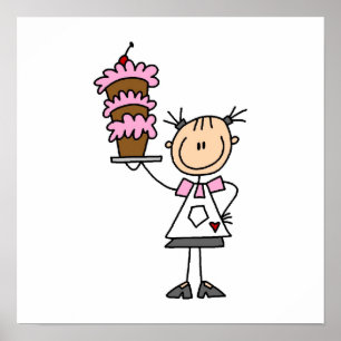 Female Stick figur Baker Poster
