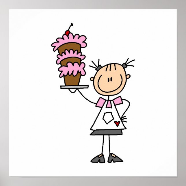 Female Stick figur Baker Poster (Framsidan)