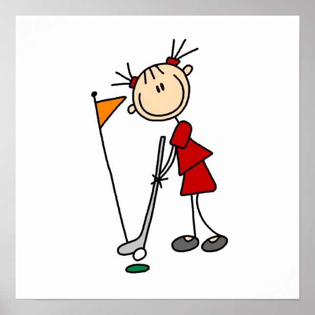 Female Stick figur Golfer Poster (Framsidan)