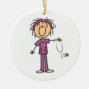 Female Stick figur Nurse Julgransprydnad Keramik