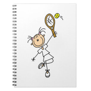 Female Stick figur Tennis Player Anteckningsbok Med Spiral