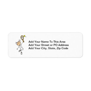 Female Stick figur Tennis Player Returadress Etikett