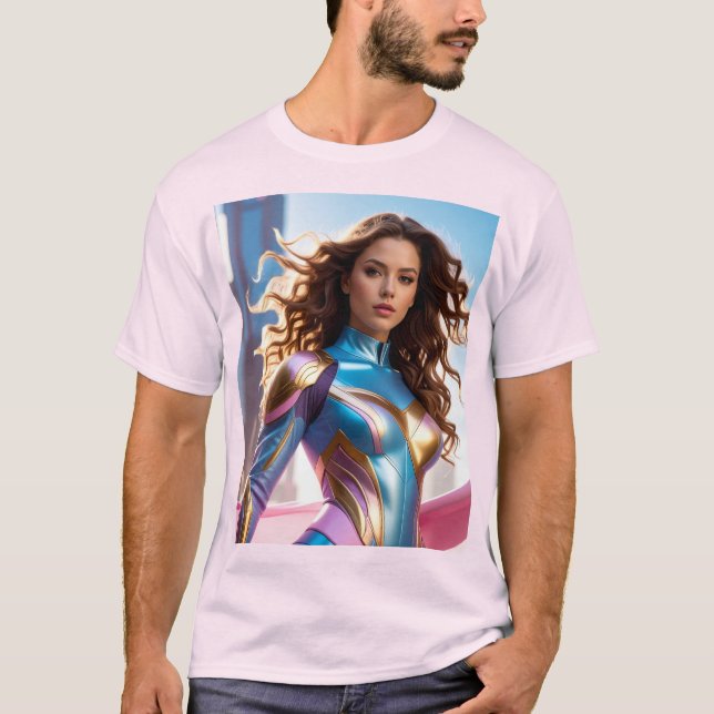 FEMALE SUPERHERO - SCI-FI FANTASY T SHIRT (Framsida)