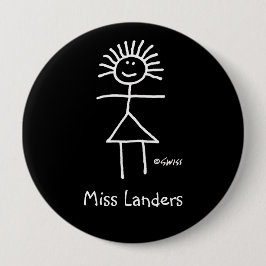 Female Suppleant Teacher Namn bricka Cute Funny 6- Knapp