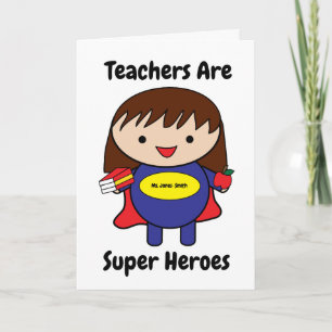 Female Teacher Toppen Hero Kawaii Personalize Card Kort