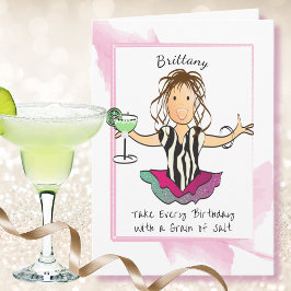 Female Tecknad Funny Slay Margarita Birthday Kort