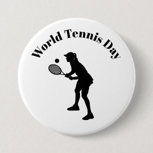 Female Tennis Player Silhouette Button Knapp