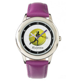 Female Tennis Player Silhouette Girls Namn Boll Armbandsur