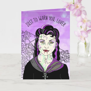 Female Vampire, Romantic Halloween I BITA Kort
