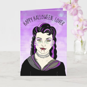 Female Vampire, Romantic Halloween Kort