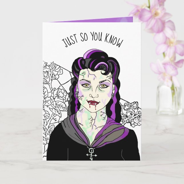 Female Vampire, Romantic Halloween ORESISTIBLE Kort (Orkide)