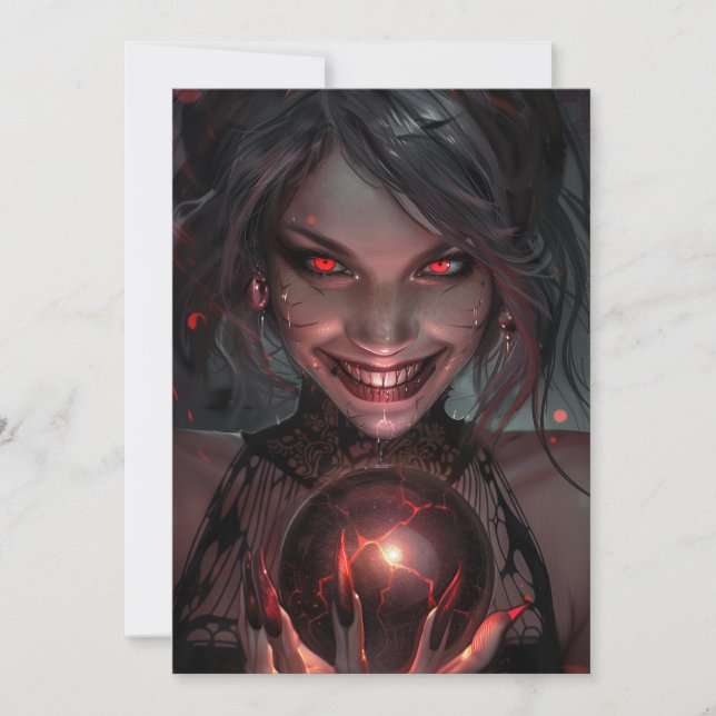 Female Vampire Smiling med ett Orb Inbjudningar (Framsida)