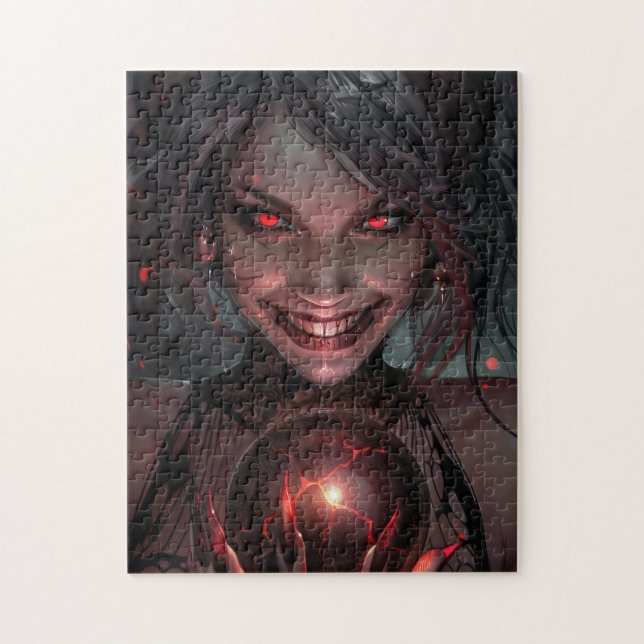 Female Vampire Smiling med ett Orb Pussel (Vertikal)