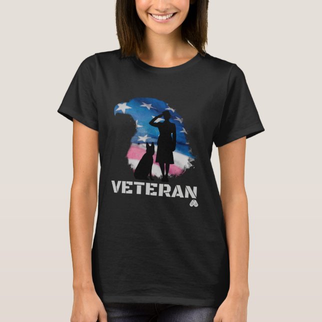 FEMALE VETERAN DOG HANDLER T SHIRT (Framsida)