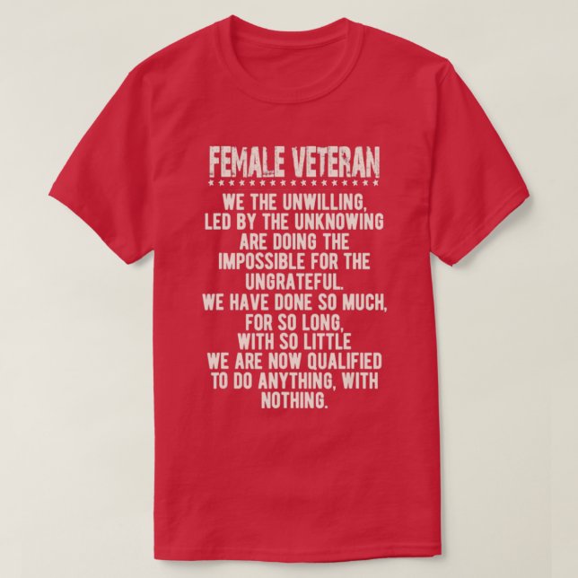 Female Veteran Woman Combat Patriotic 1 T Shirt (Design framsida)