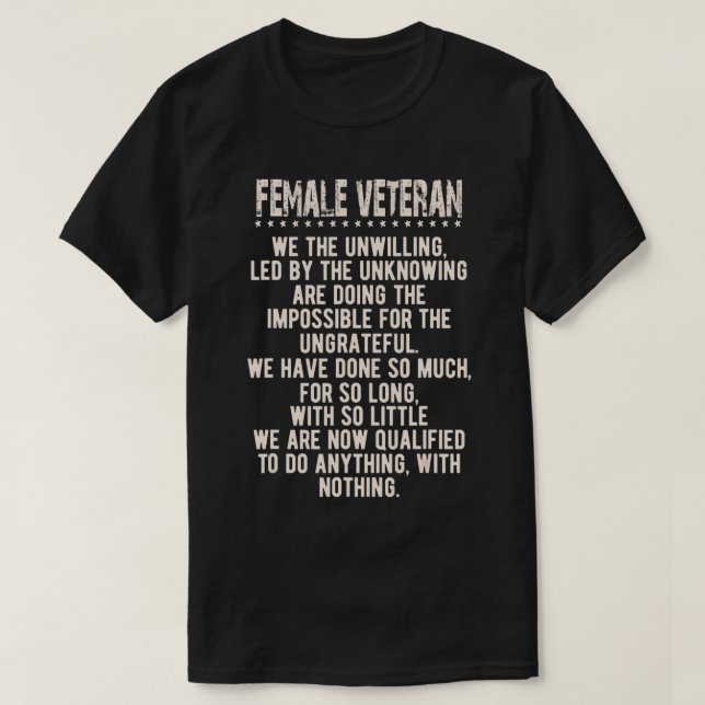 Female Veteran Woman Combat Patriotic T-Shirt (Design framsida)