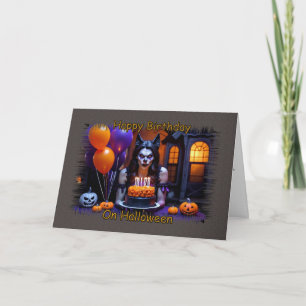 Female Werevarns födelsedag på Halloween Kort