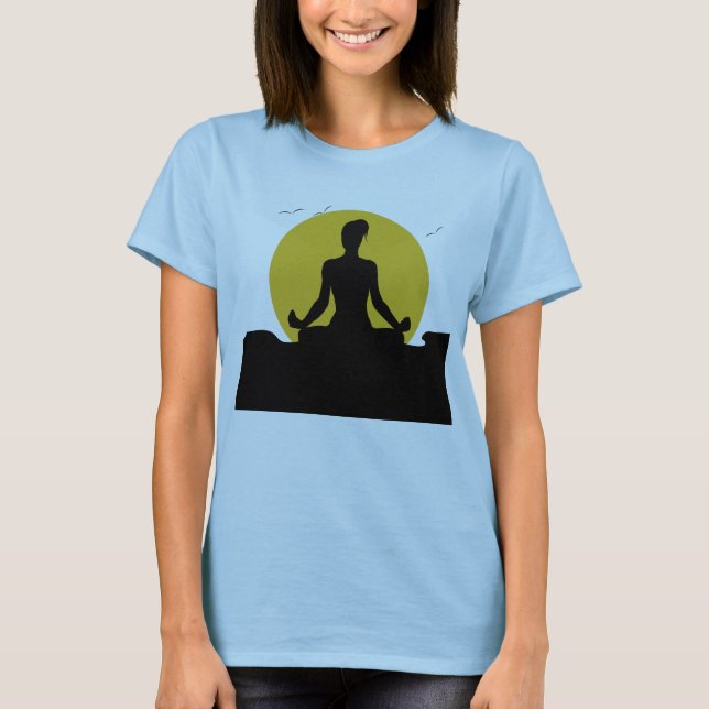 Female Yoga Meditating Sunshine T-Shirt (Framsida)