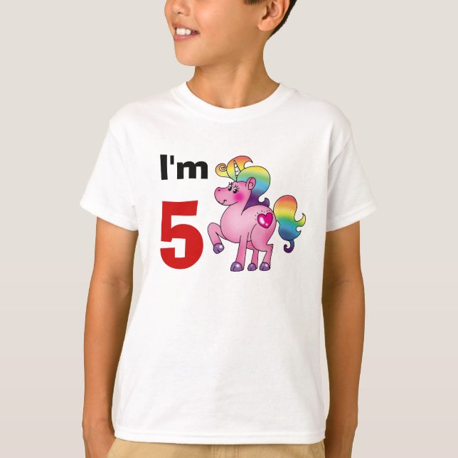 Femårig födelsedagspresent ( enmajsponny) tee shirt (Framsida)