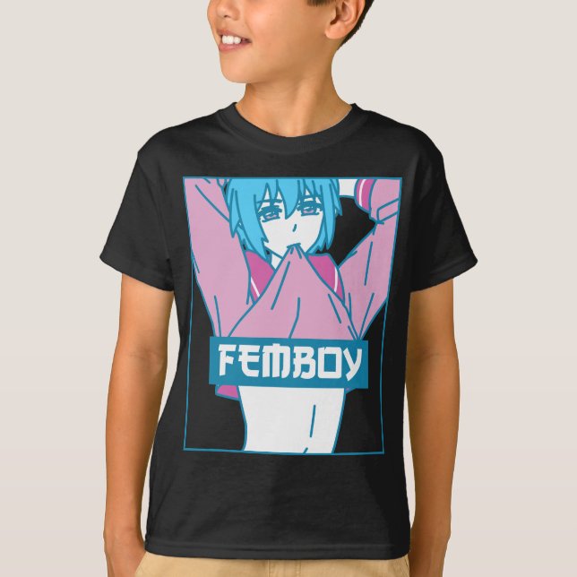 Femboy Aesthetic Pastel Yaoi Anime Boy Crossdressi T Shirt (Framsida)