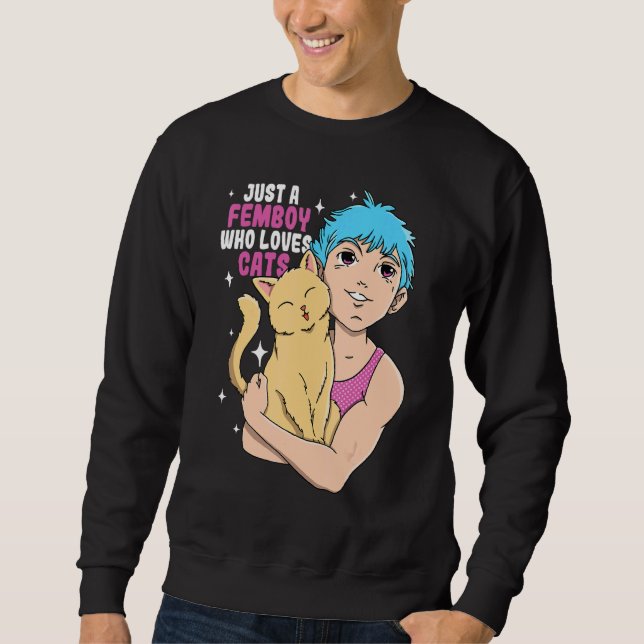 Femboy bara en femboy som Kärlek kattar Lång Ärmad Tröja (Framsida)