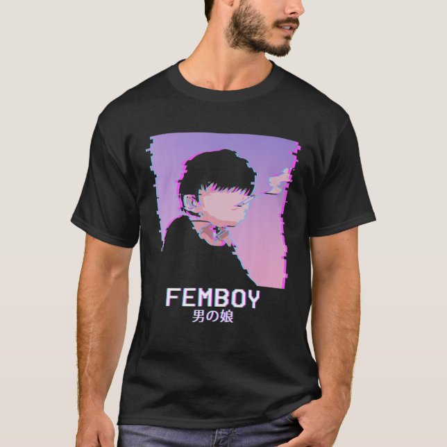 Femboy Japanese Emo Vaporwave Aesthetic LGBTQ Gay T Shirt (Framsida)