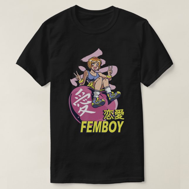 Femboy som kärlek animerar och spelar - coola och  t shirt (Design framsida)