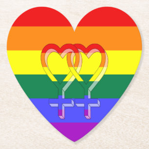 Femdubbla Pridet Symboler Regnbåge Flagga Underlägg Papper