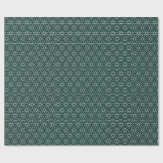 Femfaldig stjärngeometri i djup teal och elfenbens presentpapper