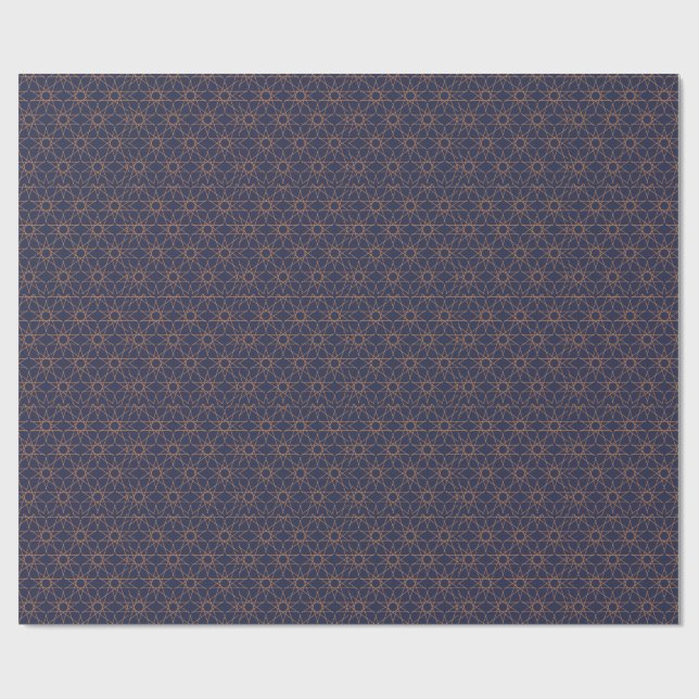 Femfaldig stjärngeometri i indigo och koppar Wrapp Presentpapper (Platt)