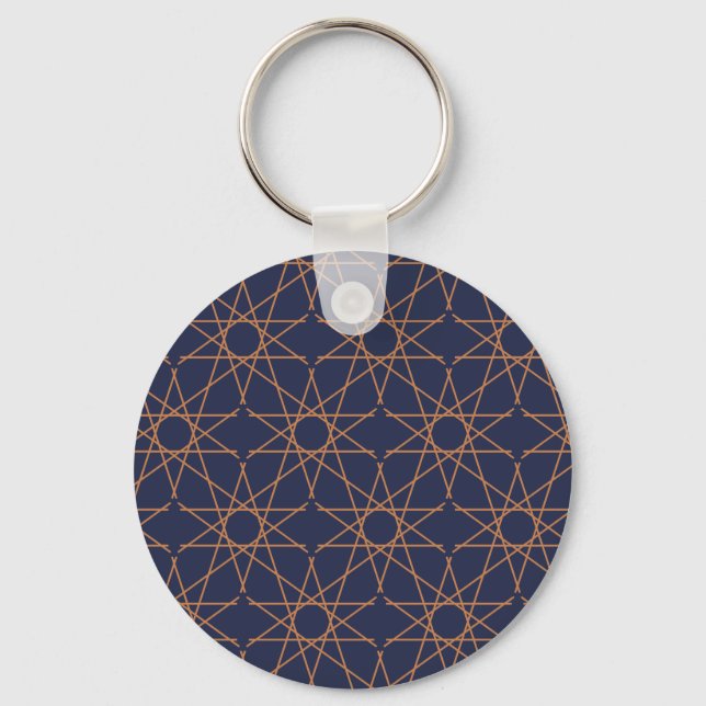 Femfaldig Stjärngeometri Indigo Koppar Nyckelring (Framsida)