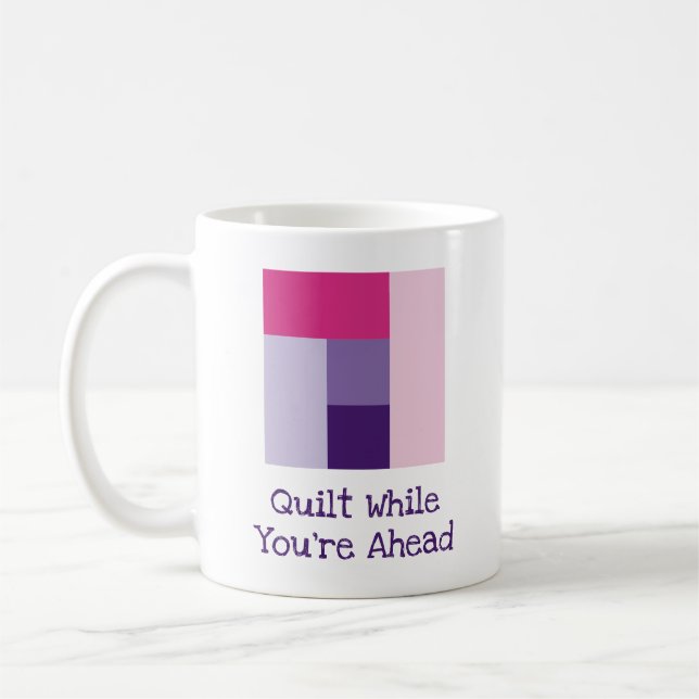 Femfärgs Quiltning Skämtsam Log Cabin Quiltblock Kaffemugg (Vänster)