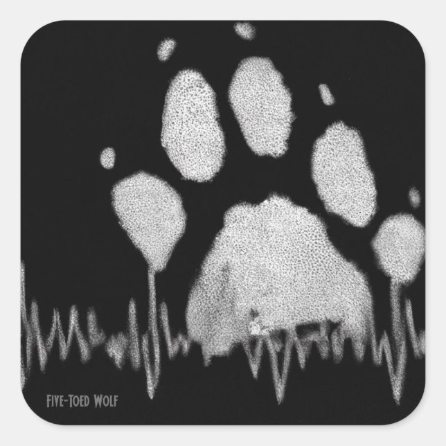 femhandsfärer för Varg Fyrkantigt Klistermärke (Framsida)