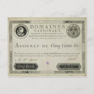 Femhundra livres-sedel, 19 juni 1791 vykort